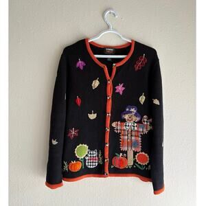 Studio Treat Halloween Fall Sweater cottage vintage granny pumpkin scarecrow y2k